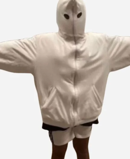 Yeezy Season 9 White Zipper Hoodie For Sale