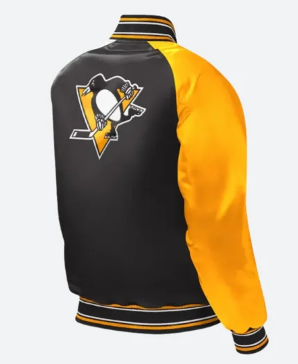 Youth Starter Pittsburgh Penguins Raglan Black & Yellow Varsity Jacket