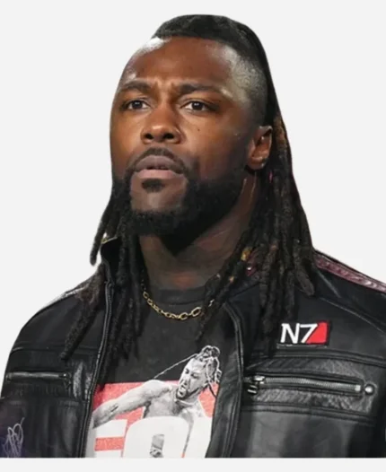 AEW Swerve Strickland N7 Black Leather Jacket For Sale