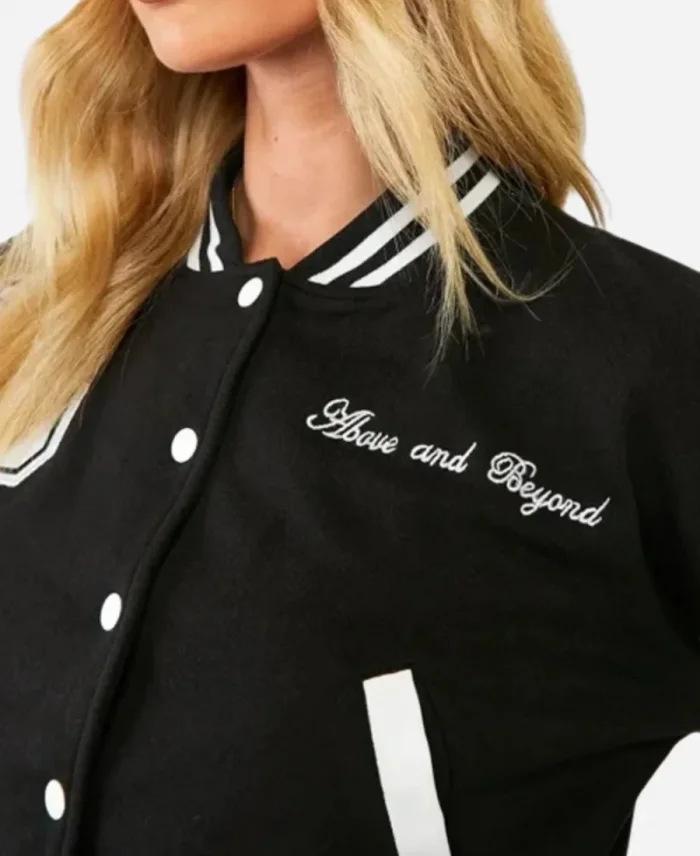 Above and Beyond Crop Crop Varsity Jacket