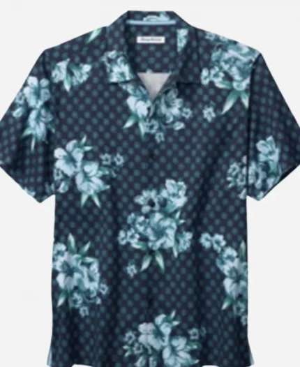 Access Hollywood Barry Williams Blue Floral Camp Shirt For Sale