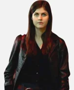 Alexandra Daddario Black Leather Jacket