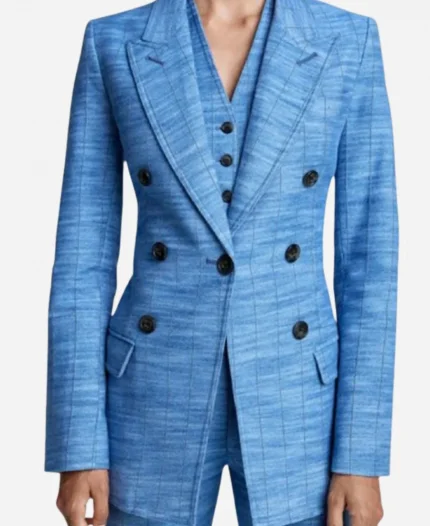 Andrea Bain The Social 2025 Blue Textured Blazer
