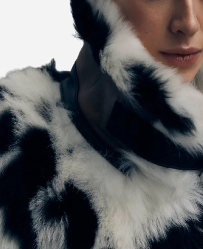 Anna Lambe North of North Cow Print Shearling Jacket