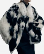 Anna Lambe Tv Series North of North 2025 Siaja White And Black Cow Print Shearling Jacket