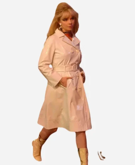 Anya Taylor-Joy White Leather Coat