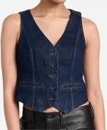 Ashly Burch Tv Series Mythic Quest 2025 Rachel Dark Denim Cropped Vest