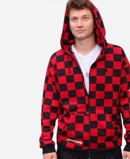Bajan Canadian Red And Black Zipper Hoodie For Sale