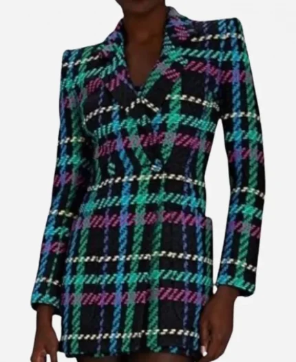 Becki Newton Tweed Plaid Jacket