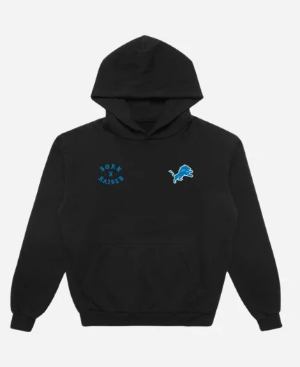 Born x Raised Detroit Lions Chrome Rocker Black Pullover Hoodie
