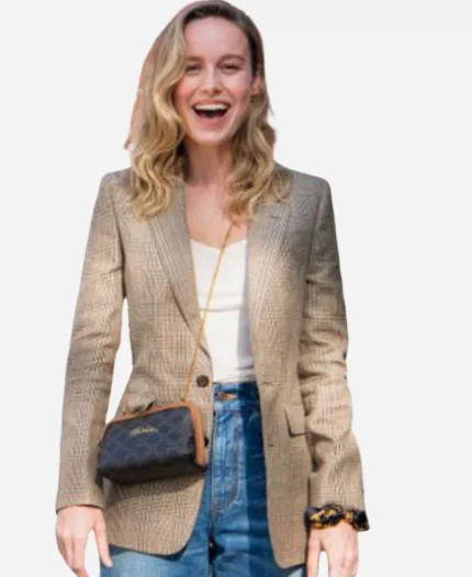 Brie Larson Avengers Campus Plaid Coat