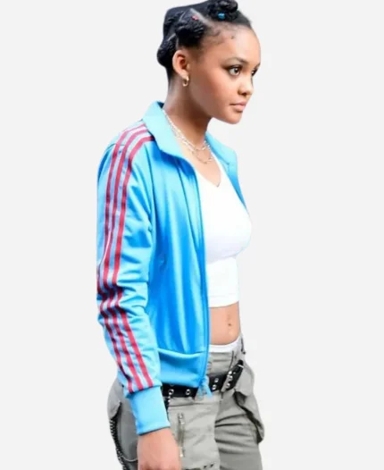 Celeste O’Connor Movie Madame Web 2024 Mattie Franklin Blue Track Jacket