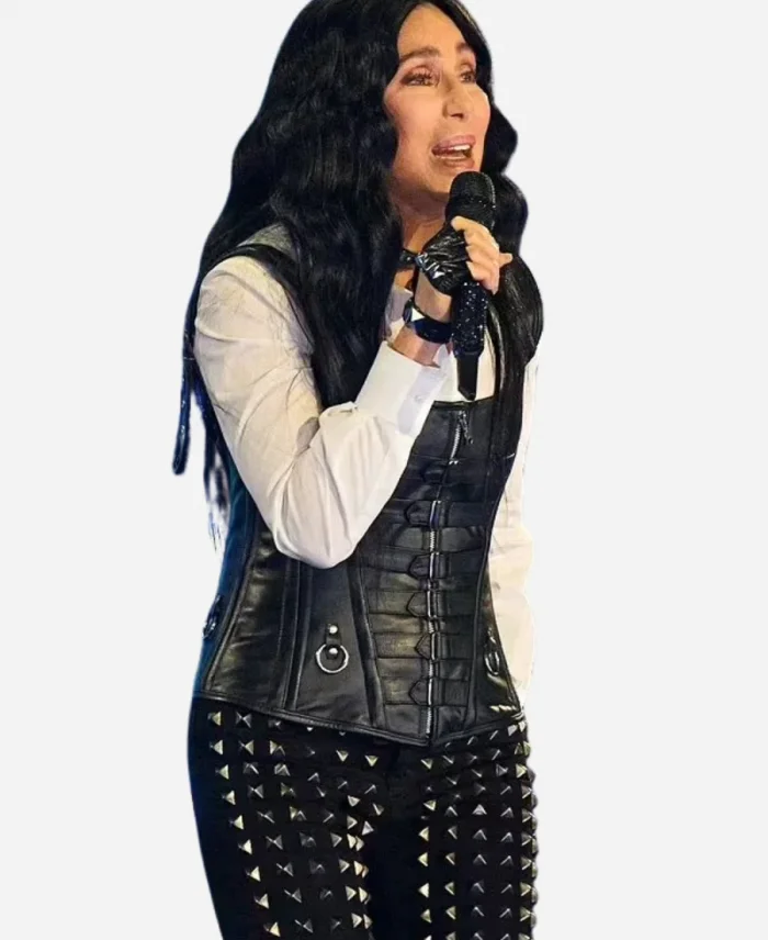 Cher Leather Black Vest