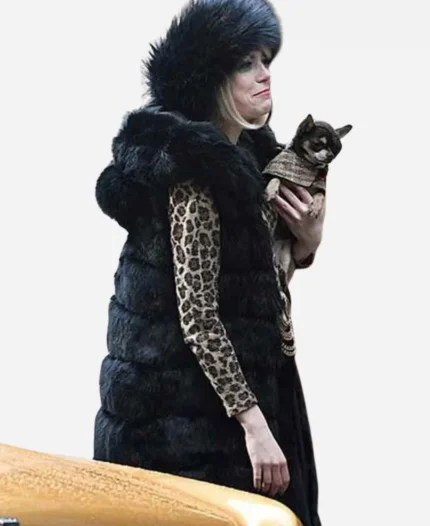 Cruella De Vil Movie Cruella 2021 Emma Stone Black Fur Trench Coat