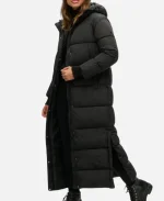 Eiza González Black Hooded Puffer Coat