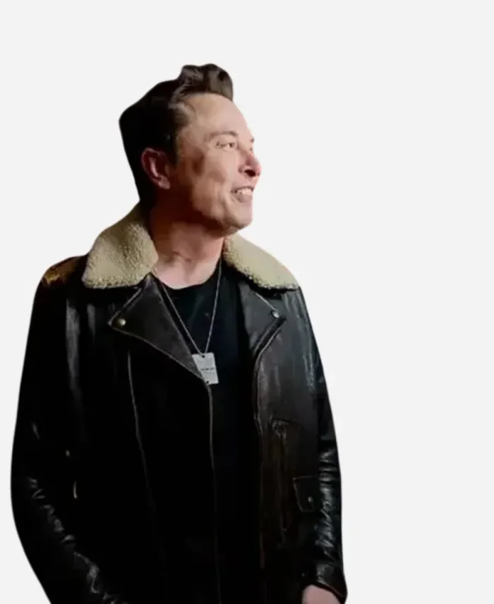 Elon Musk Shearling Leather Black Jacket