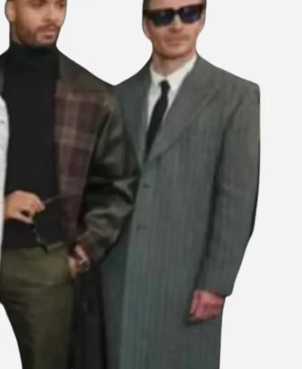 Etalk 2025 Michael Fassbender Grey Bar Coat