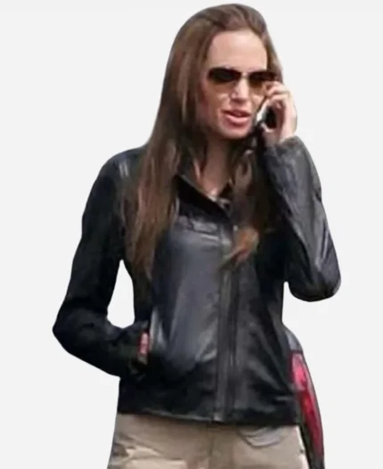 Eternals Angelina Jolie Black Leather Jacket