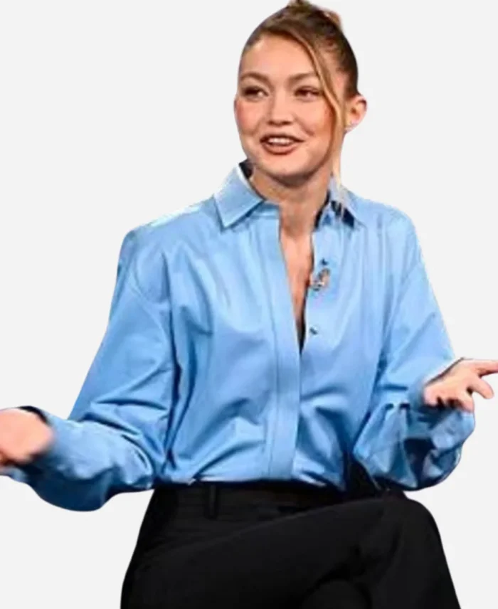 Gigi Hadid The Tonight Show Starring Jimmy Fallon S12 Blue Shirt