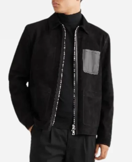 Good Morning America 2025 Tyler Perry Black Suede Leather-Trimmed Jacket