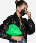 Hailey Bieber Black Cropped Jacket
