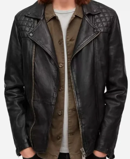 Hannah TV Series The Jetty 2024 Black Leather Biker Jacket