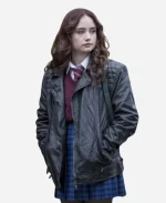 Hannah TV Series The Jetty 2024 Ruby Stokes Black Leather Biker Jacket For Sale