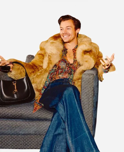 Harry Styles The Beloved Show Brown Fur Coat
