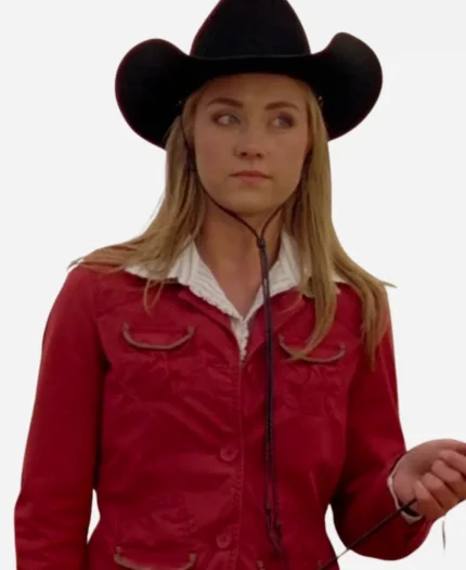 Heartland S14 Amy Fleming Red Shearling Jacket