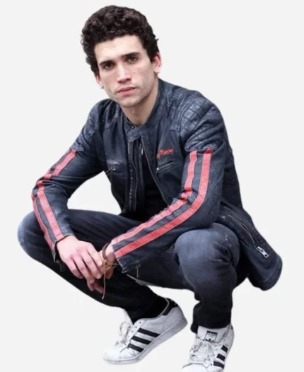 Jaime Lorente Cafe-Racer Leather Jacket