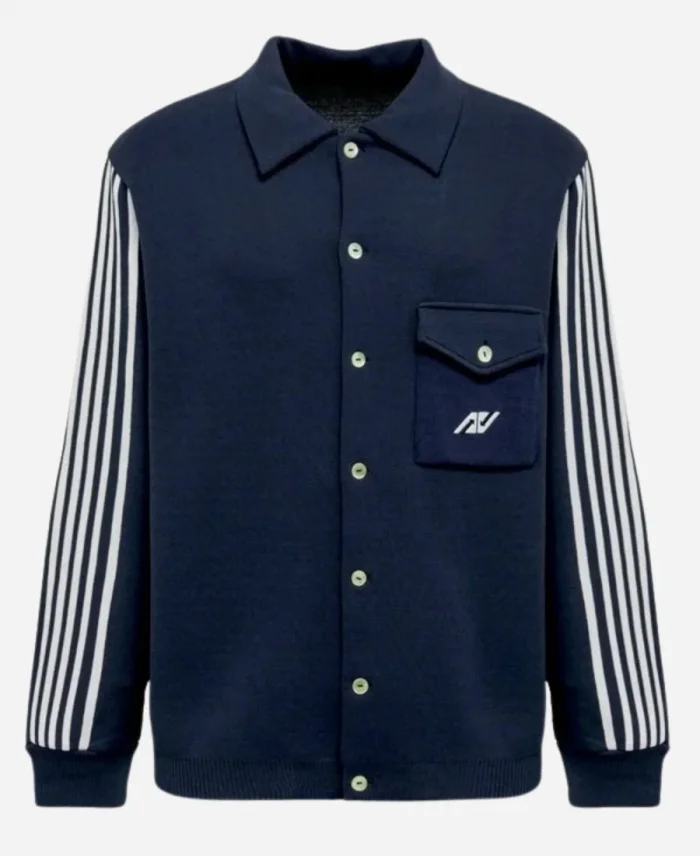 Jalen Hurts Autry Knitted Sporty Blue Stripes Sleeves Track Jacket