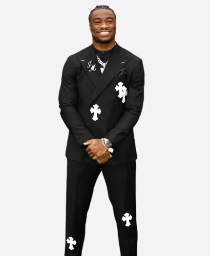 Jalen Milroe Chrome Hearts Black Suit For Men's