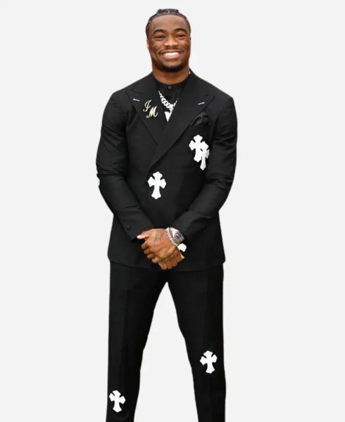 Jalen Milroe Chrome Hearts Black Suit For Men's