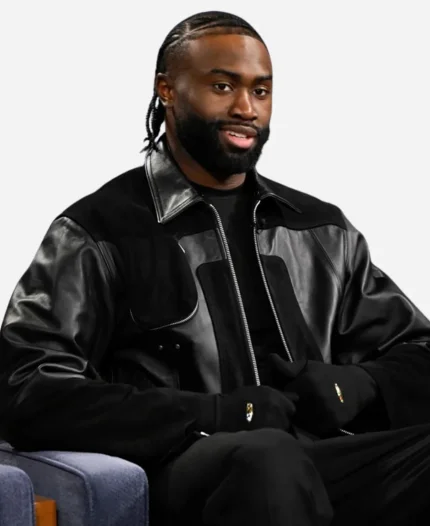 Jaylen Brown The Tonight Show Jimmy Fallon Black Leather Jacket