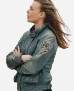 Jeanne Goursaud Tv Series Blood Coast 2023 Alice Vidal Grey Leather Jacket
