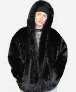 Jimmy Mink Black Removable Sleeves Fur Coat