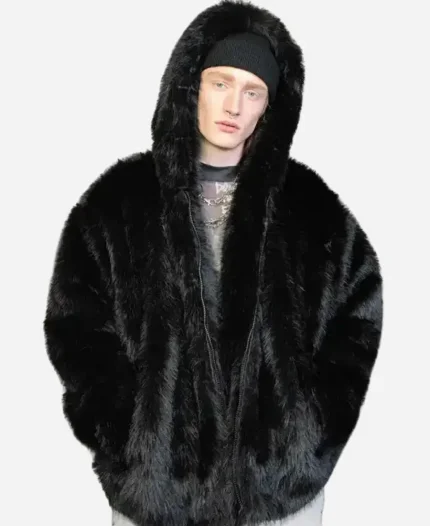 Jimmy Mink Black Removable Sleeves Fur Coat