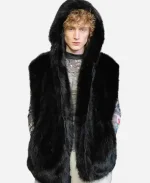 Jimmy Mink Removable Sleeves Black Faux Fur Coat