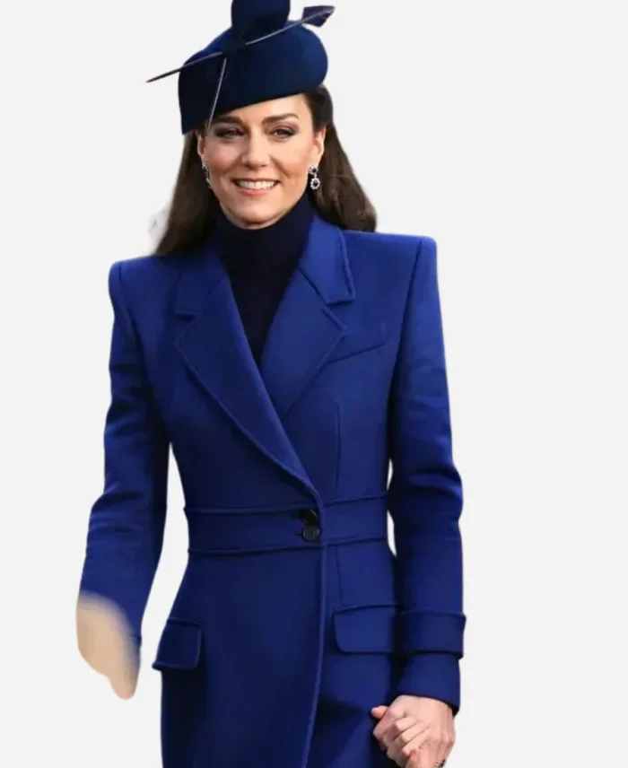 Kate Middleton Alexander Mcqueen Blue Long Coat