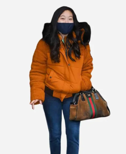 Katy Shang-Chi And The Legend Of The Ten Rings Awkwafina Orange Fur Jacket