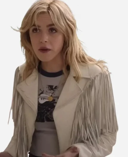 Kiernan Shipka Fringe Leather Jacket