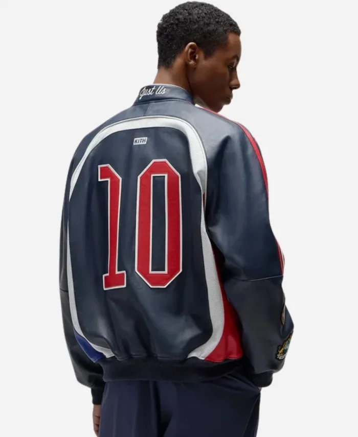 Kith For Adidas Football Bomber Leather Jacket For Sale
