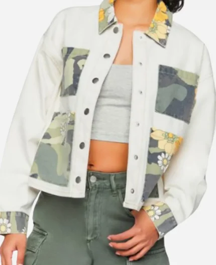 Kourtney TV Series Side Quest 2025 Asjha Cooper Floral Camo Jacket