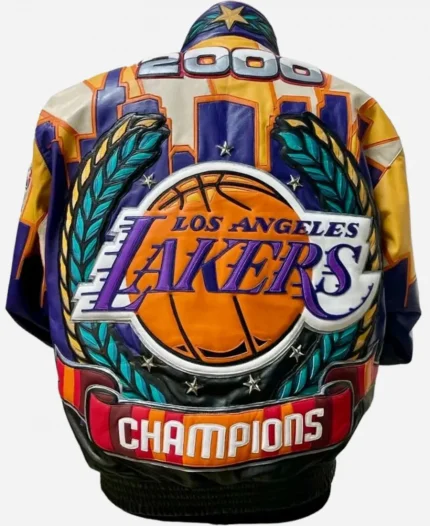 LA Lakers X Jeff Hamilton Championships 2000 Black Leather Jacket