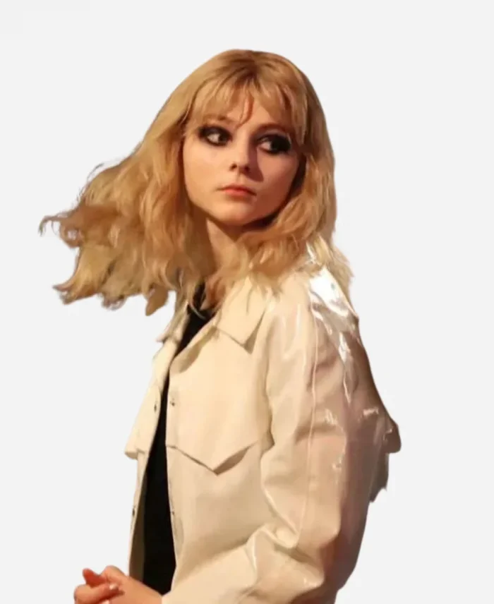 Last Night In Soho Thomasin Mckenzie White Leather Coat