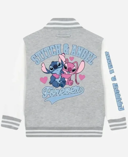 Lilo And Stitch Grey & White Varsity Jacket For Unisex