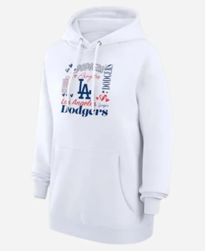 Los Angeles Dodgers G-III 4Her by Carl Banks White Collage Team Graphic Fleece Pullover Hoodie For Women’s