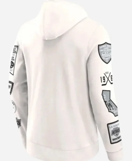 Los Angeles Kings Letterman Fleece White Pullover Hoodie