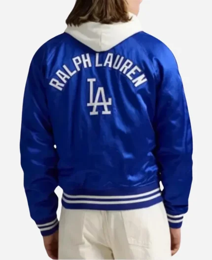 MLB Tokyo Series Polo Ralph Lauren LA Dodgers Blue Satin Varsity Jacket