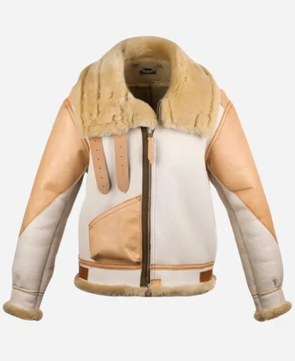 Maj. John Bucky Egan 2024 Masters Of The Air Callum Turner B3 Shearling Leather Aviator Jacket